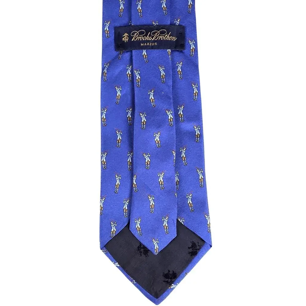 Vintage Brooks Brothers Makers Golfer Tie Italian 100% Silk Blue Made in USA